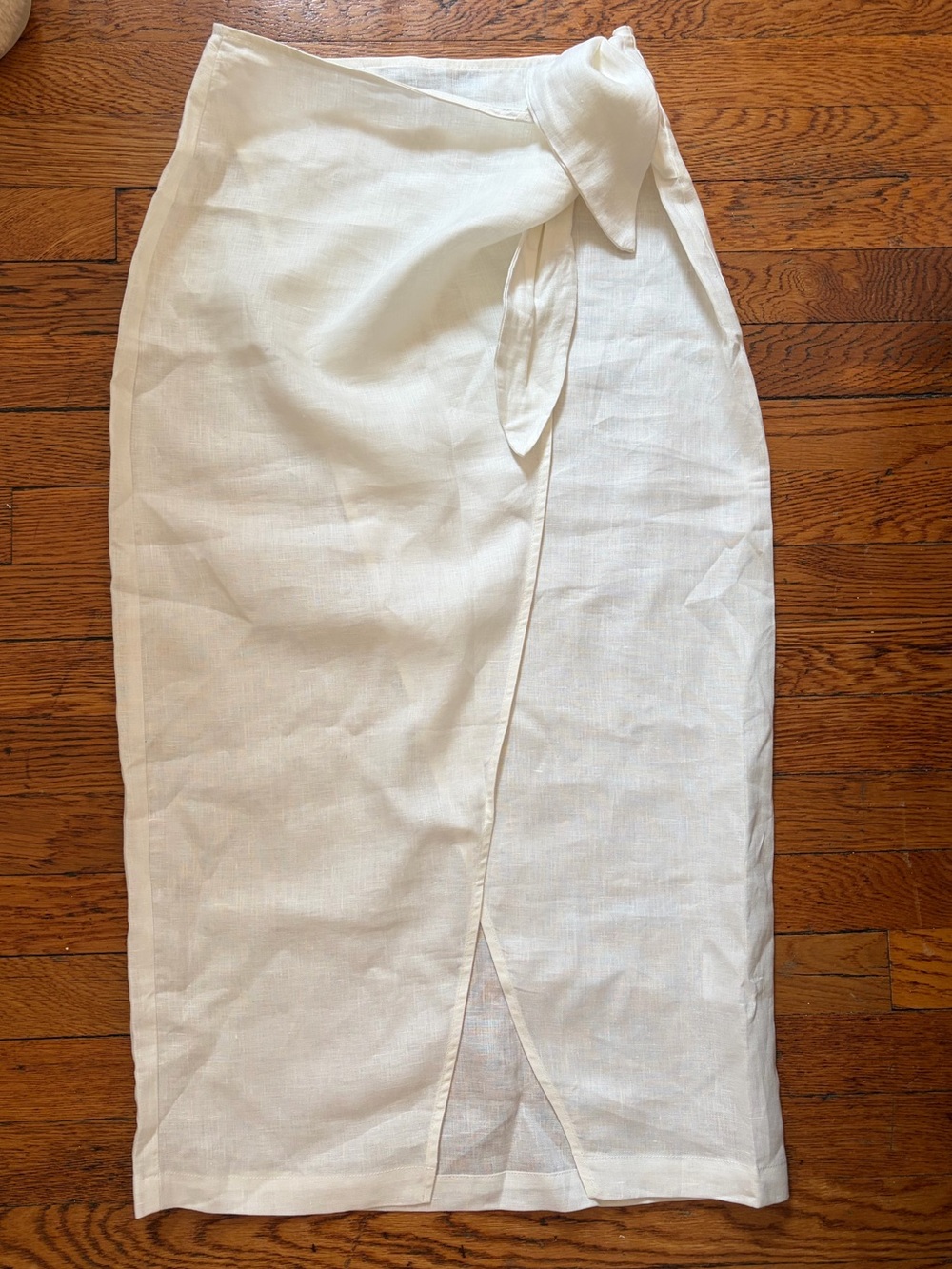 Enza Costa White Wrap Midi Skirt with Side Tie Cover Up